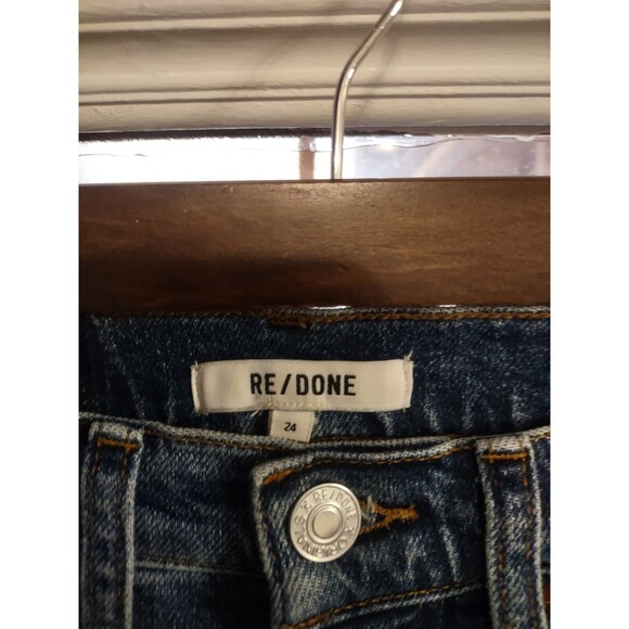 Redone Womens High Waist Button Fly Slim Ankle Jeans Pants Blue Size 24 - Picture 2 of 9